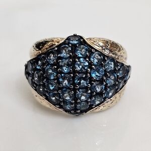 Genuine 5.10 Carat London Blue Topaz Ring Sterling Silver Gold Vermeil Size